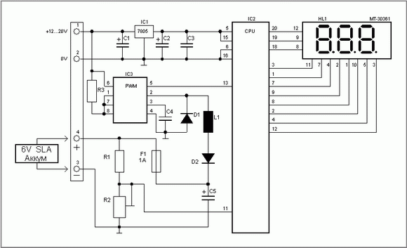 Автоматическое зарядное устройство для 6В SLA-аккумуляторов