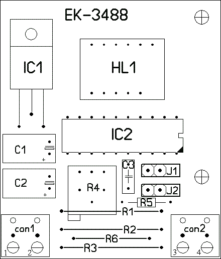EK-3488Module Расположение элементов на печатной плате