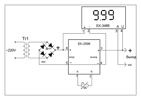 Пример включения EK-3488 в режиме амперметра и режиме вольтметра