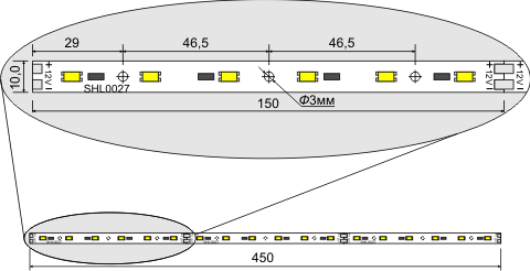 Габаритные размеры светодиодной линейки