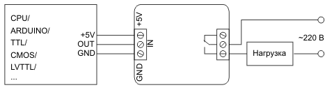 Схема включения релейного модуля SR0039-1L