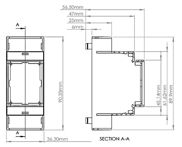 Габаритные размеры корпуса D2MG