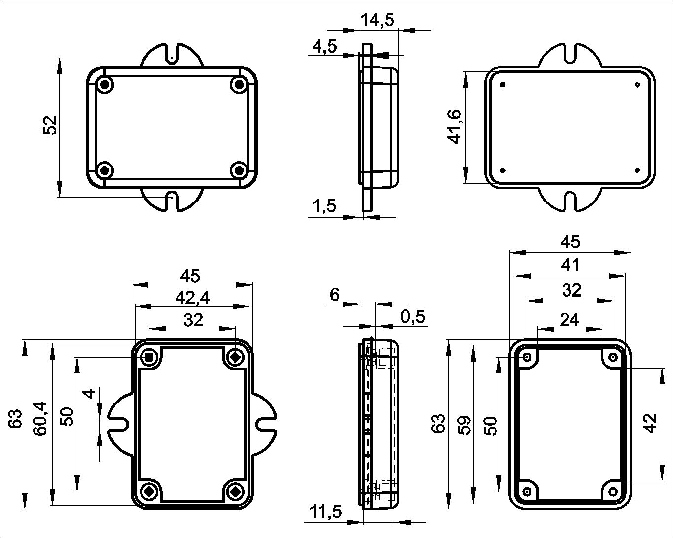 Габаритный чертеж корпуса