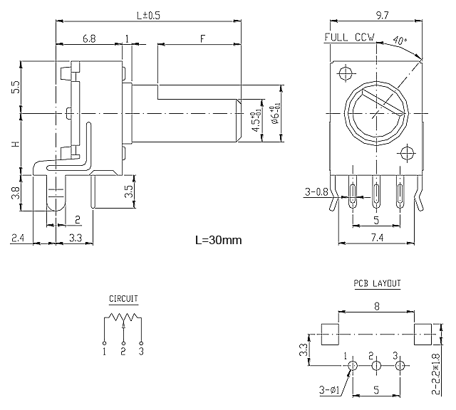 Габаритные размеры RS09-R-30