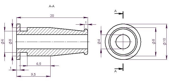 Габаритные размеры втулки проходной для кабельных вводов