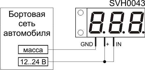 Включение вольтметра SVH0043 в бортовую сеть автомобиля
