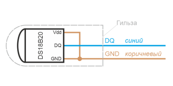 Распайка в двухпроводных датчиках DS18B20IP67 от SmartModule