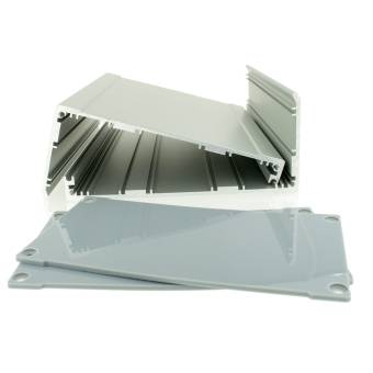 Корпус приборный алюминиевый анодированный серый PCBBOX-112x59x100-GY, разобран