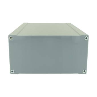 Корпус приборный алюминиевый анодированный серый PCBBOX-112x59x150-GY, вид спереди
