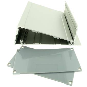 Корпус приборный алюминиевый анодированный серебристый с фланцами PCBBOX-F112x59x150-SR