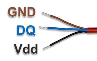 Цветовая маркировка проводов герметичного датчика температуры DS18B20, IP67, трехпроводный