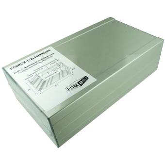 Корпус приборный алюминиевый анодированный серебристый PCBBOX-112x59x200-SR